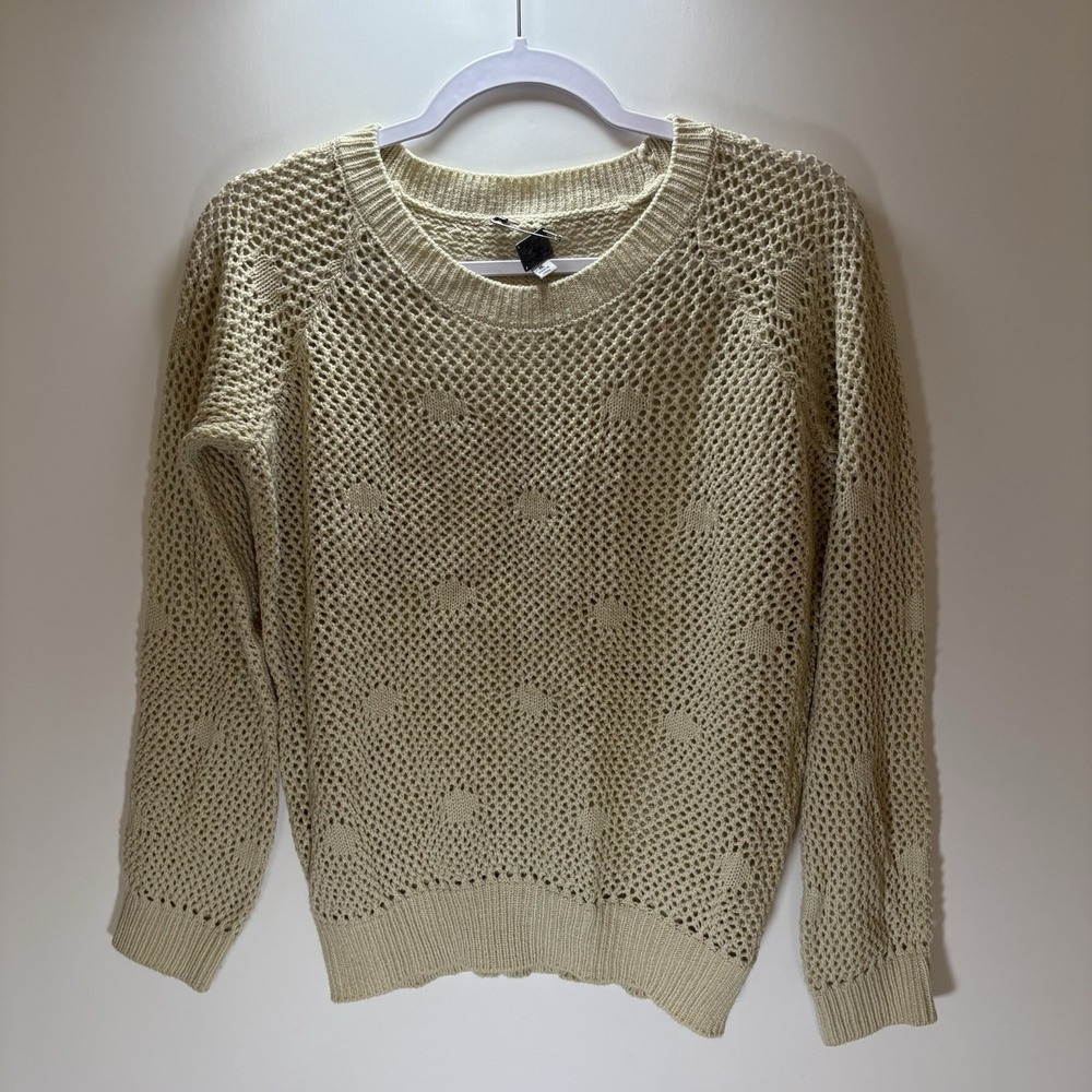 POOF Women's Sweater Off White Size Medium Cottagecore Bohemian Casual Versatile